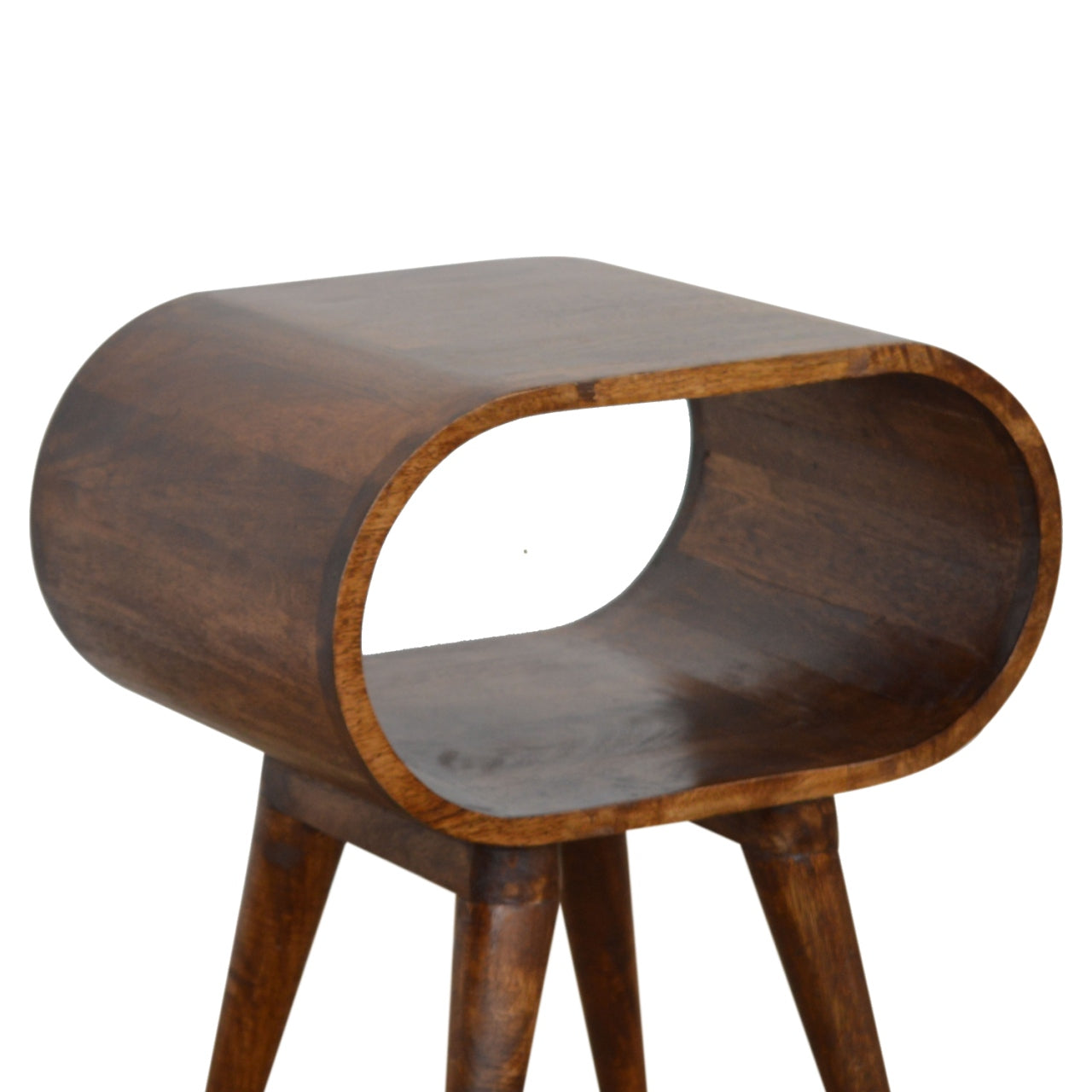 Retro Chestnut Circular Open Bedside  Table
